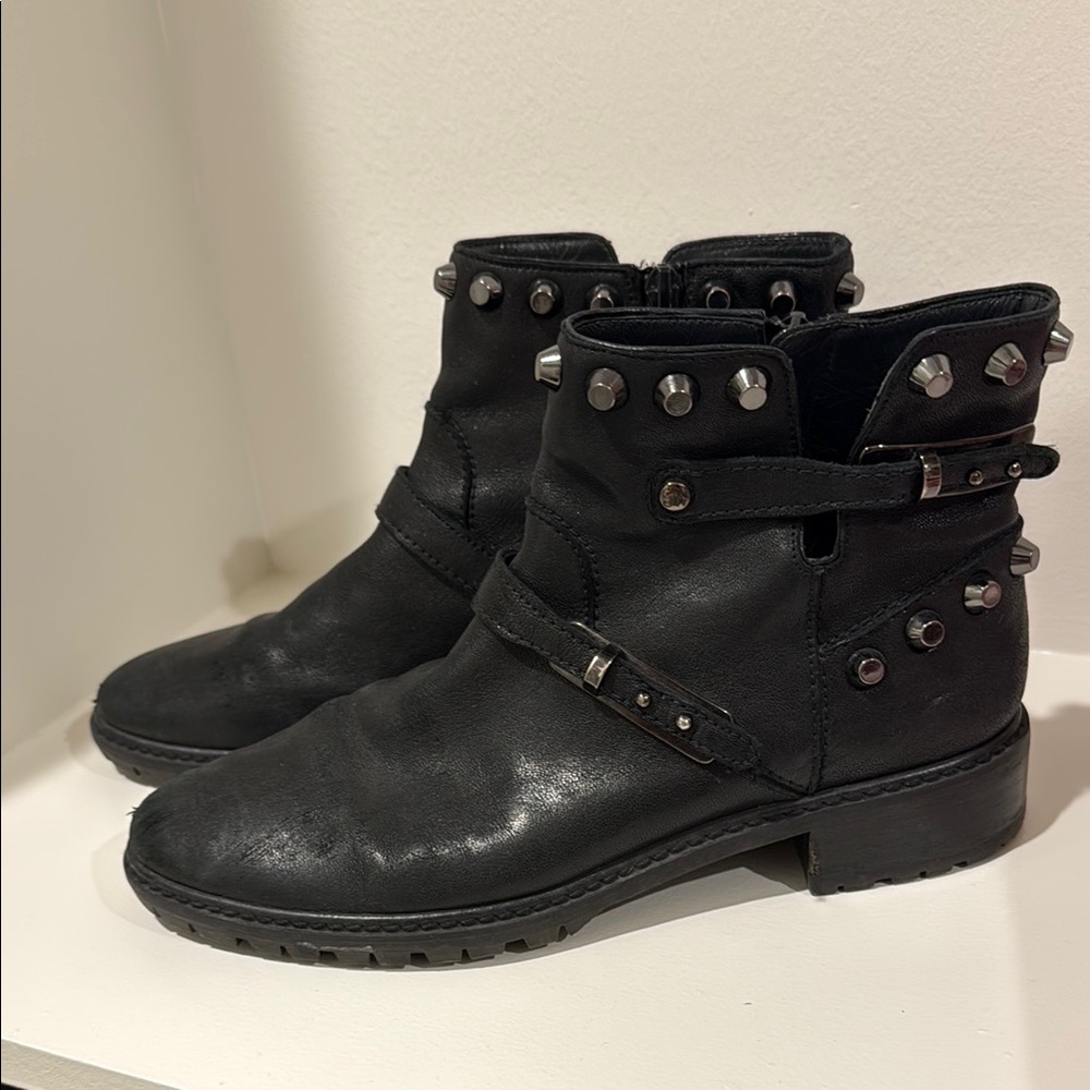 Stuart Weitzman Black Studded Boots